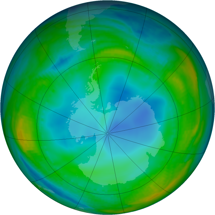 Antarctic ozone map for 16 July 1999